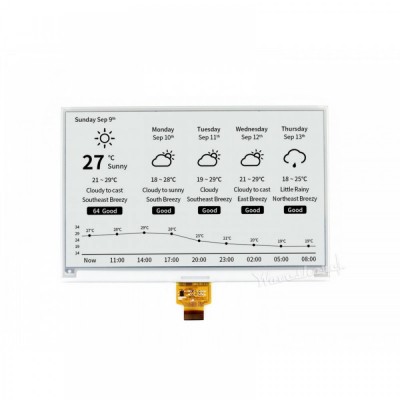 7.5inch E-Ink Raw Display 800×480,, SPI Interface, Without PCB