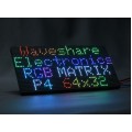 Waveshare RGB Full-Color LED Matrix Panel, 4mm Pitch, 64×32 Pixels, Adjustable Brightness 256mm*128mm