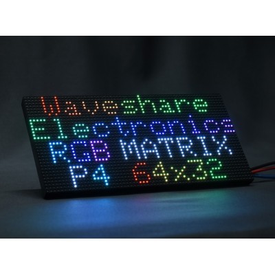 Waveshare RGB Full-Color LED Matrix Panel, 4mm Pitch, 64×32 Pixels, Adjustable Brightness 256mm*128mm