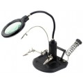 Helping Hand Tool Station - 16 LED Illuminated Magnifier with 2.5x 4x Zoom - Long Flexible Metal Neck