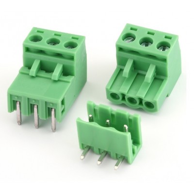 3P Pluggable Screw Terminal Block Connector - Right Angle - 5.08mm Pitch - 2EDG5.08 - Set of M+F