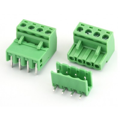 4Pin Pluggable Screw Terminal Block Connector - Right Angle - 5.08mm Pitch - 2EDG5.08 - Set of M+F