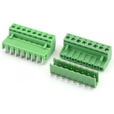 8 Pin Pluggable Screw Terminal Block Connector - Right Angle - 5.08mm Pitch - 2EDG5.08 - Set of M+F