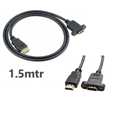 HDMI extension cable Male to Female Panel Mount Type 1.5mtr length 