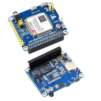 A7600E LTE Cat-1 HAT For Raspberry Pi, Low Speed 4G Module, 2G GSM / GPRS Support, LBS Positioning, Text To Speech 