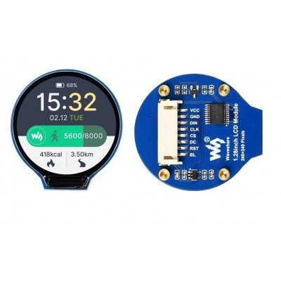 240×240, 1.28inch Round LCD Display Module, 65K RGB, SPI interface