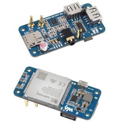 SIM7600G-H 4G HAT (B) for Raspberry Pi Zero, LTE Cat-4 4G / 3G / 2G Support, GNSS Positioning, Global Band