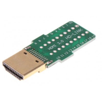 HDMI Male Connector Breakout Board - 19 Pin Gold Plated Connector 
