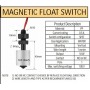 HT01 Float Switch for Water Tank - Vertical Mount - Normally Open (NO) - 100 cm Wire 
