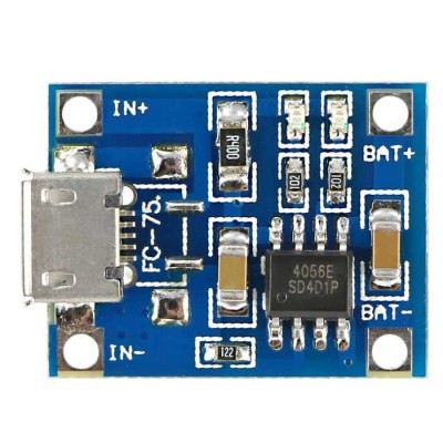TP4056 - Li-ion Battery charger Module - 1A - Micro USB connector