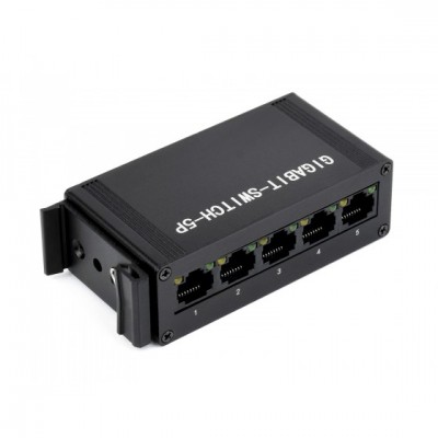 Industrial 5P Gigabit Ethernet Switch, Full-Duplex 10/100/1000M, DIN Rail Mount - Without Power Adapter